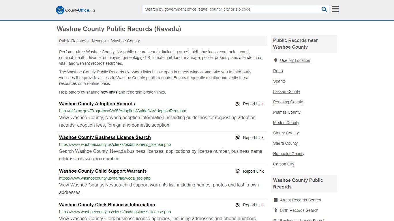 Public Records - Washoe County, NV (Business, Criminal, GIS, Property ...